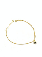 18k gold plated dainty bracelet with half box chain and half ball chain