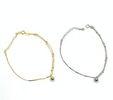 18k gold plated and sterling silver dainty bracelet with half box chain and half ball chain