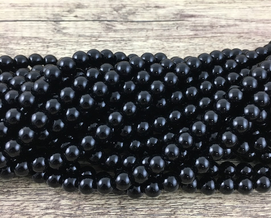 10mm Shiny Black Agate Bead | Bellaire Wholesale