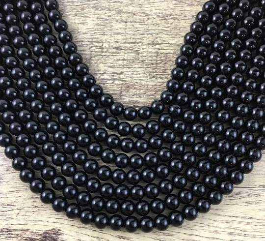 10mm Shiny Black Agate Bead | Bellaire Wholesale