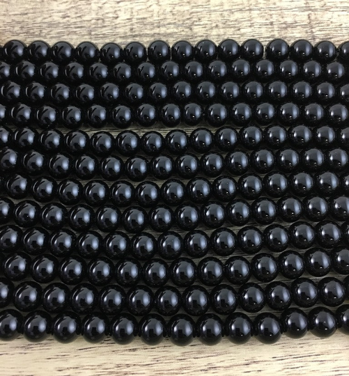 4mm Shiny Black Agate Bead | Bellaire Wholesale
