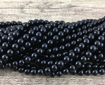 8mm Shiny Black Agate Bead | Bellaire Wholesale