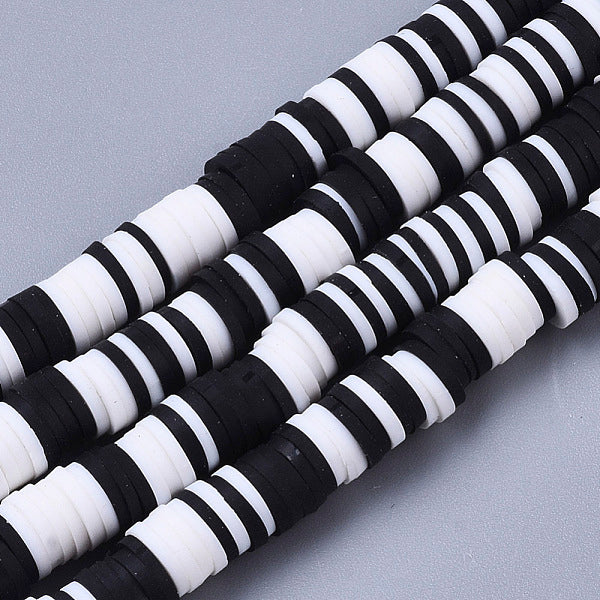 6mm Black and White heishi beads wholesale | Bellaire Wholesale