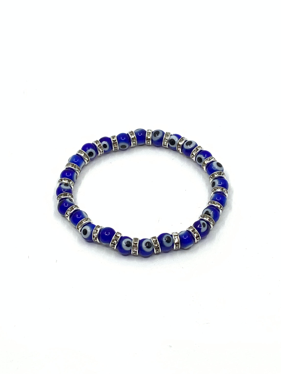 Blue Evil Eye Glass Bead Bracelet
