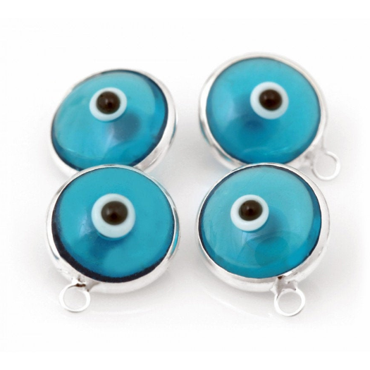 Light Blue Sterling Silver Evil Eye Charm | Bellaire Wholesale