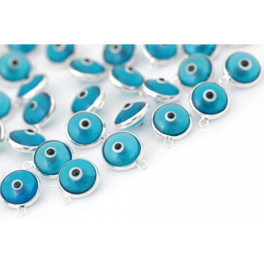 Light Blue Sterling Silver Evil Eye Charm | Bellaire Wholesale