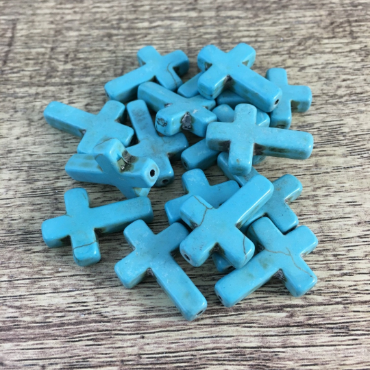 Blue  Howlite Cross Beads | Bellaire Wholesale