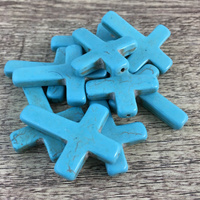 Blue  Howlite Cross Beads | Bellaire Wholesale