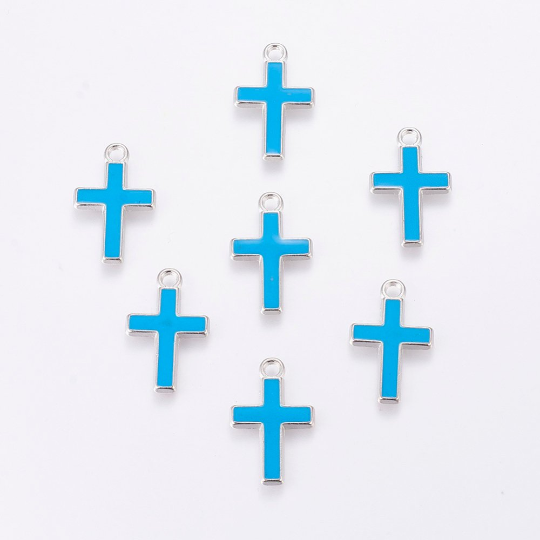 Alloy Blue Enamel Cross Charm | Bellaire Wholesale