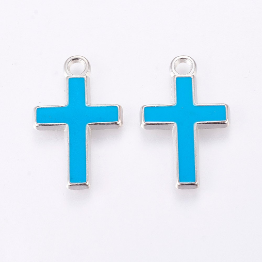 Alloy Blue Enamel Cross Charm | Bellaire Wholesale