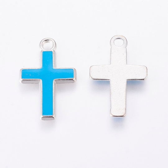 Alloy Blue Enamel Cross Charm | Bellaire Wholesale