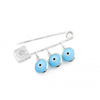 Sterling Silver Blue Evil Eye Safety Pin | Bellaire Wholesale