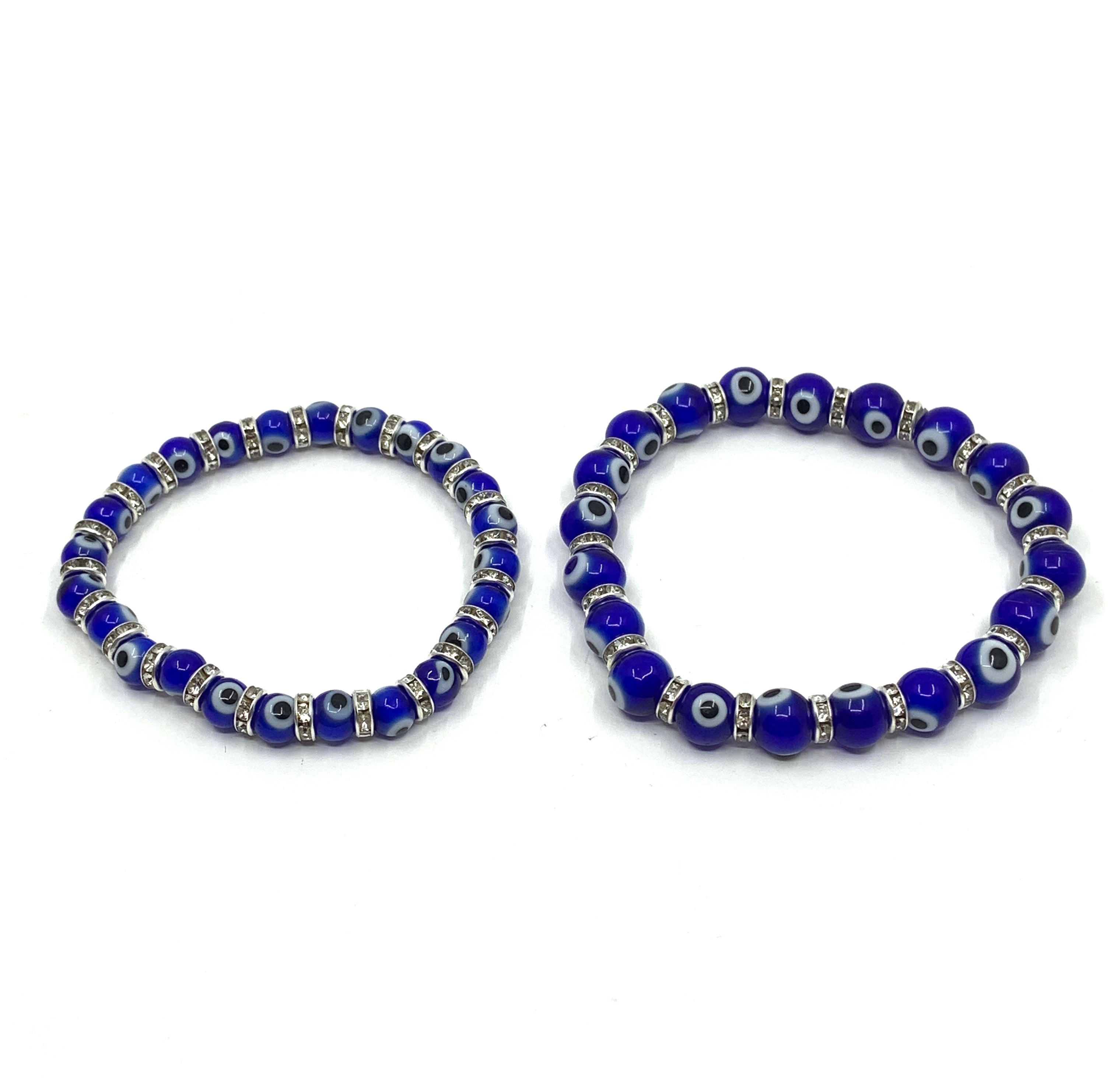 Blue Evil Eye Glass Bead Bracelet