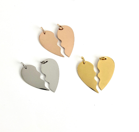 Personalized Broken Heart Laser Engraved Charms | Bellaire Wholesale