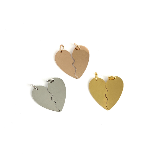 Personalized Broken Heart Laser Engraved Charms | Bellaire Wholesale