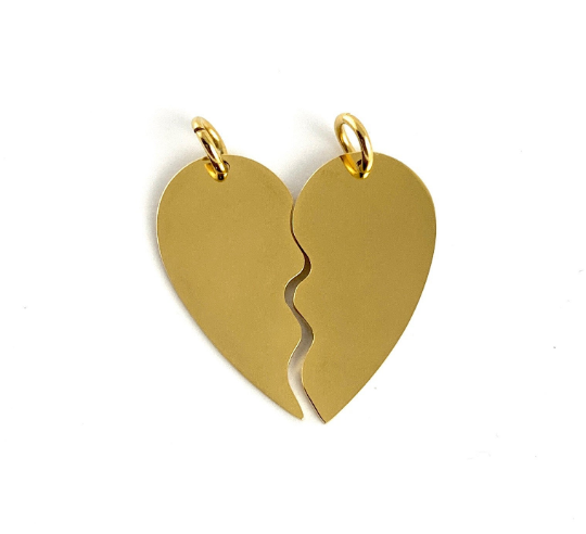 Personalized Broken Heart Laser Engraved Charms | Bellaire Wholesale
