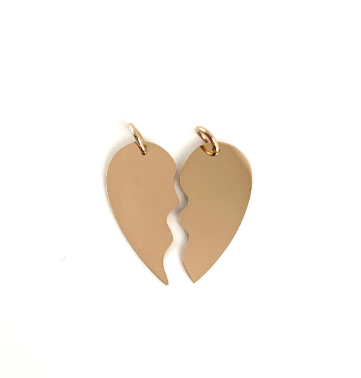 Personalized Broken Heart Laser Engraved Charms | Bellaire Wholesale