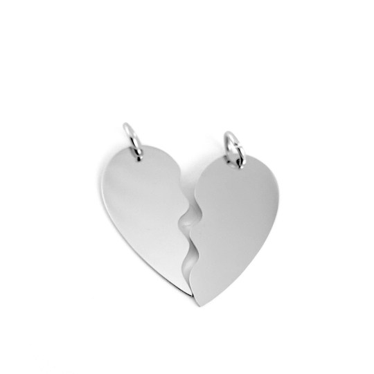 Personalized Broken Heart Laser Engraved Charms | Bellaire Wholesale