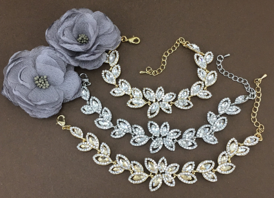 Floral Theme Designer Gold Bridal Bracelet | Bellaire Wholesale