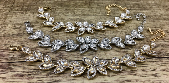 Floral Theme Designer Gold Bridal Bracelet | Bellaire Wholesale