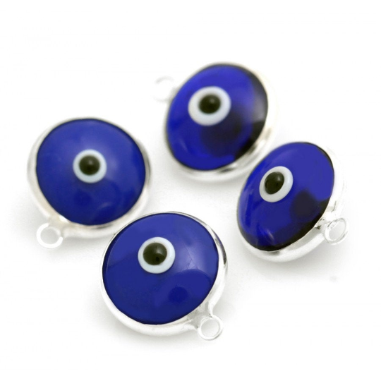 Dark Blue Sterling Silver Evil Eye Charm | Bellaire Wholesale