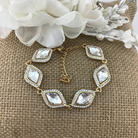 Crystal Diamond Shape Gold Bridal Bracelet | Bellaire Wholesale