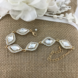 Crystal Diamond Shape Gold Bridal Bracelet | Bellaire Wholesale