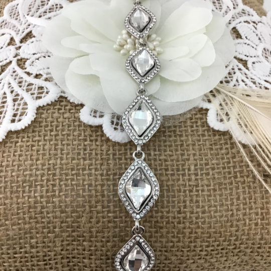 Crystal Diamond Shape Silver Bridal Bracelet | Bellaire Wholesale