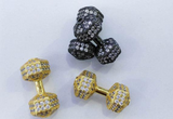 CZ Micro Pave Silver Dumb Bell Bead | Bellaire Wholesale