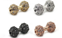 CZ Micro Pave Silver Dumb Bell Bead | Bellaire Wholesale