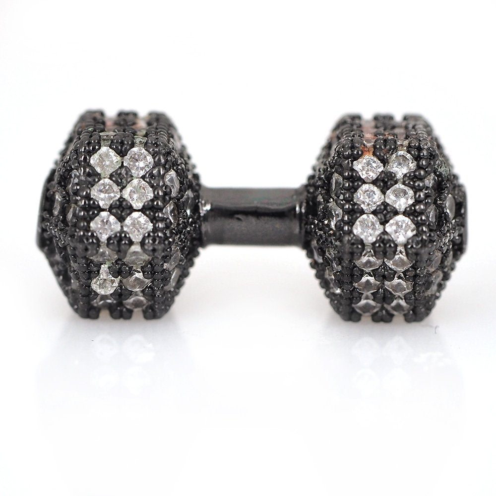 CZ Micro Pave Gunmetal Dumb Bell Bead | Bellaire Wholesale