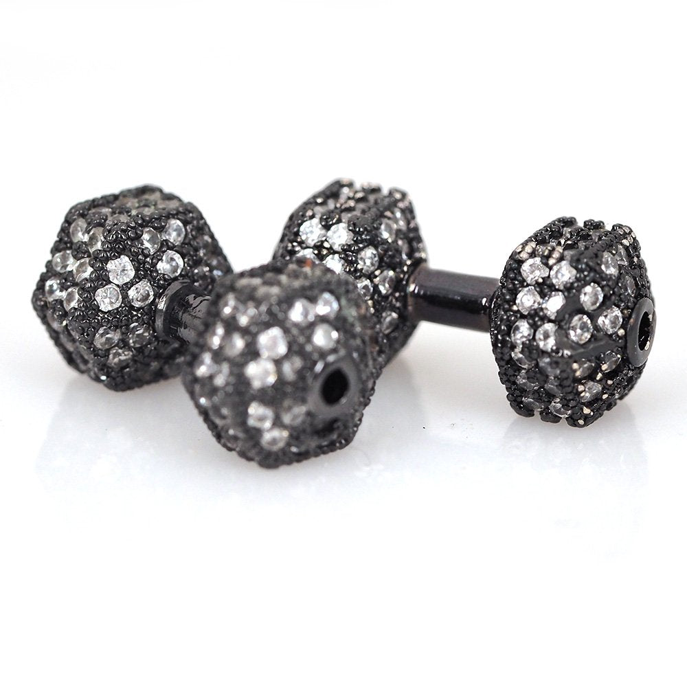 CZ Micro Pave Gunmetal Dumb Bell Bead | Bellaire Wholesale