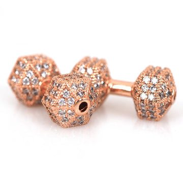 CZ Micro Pave Rose Gold Dumb Bell Bead | Bellaire Wholesale