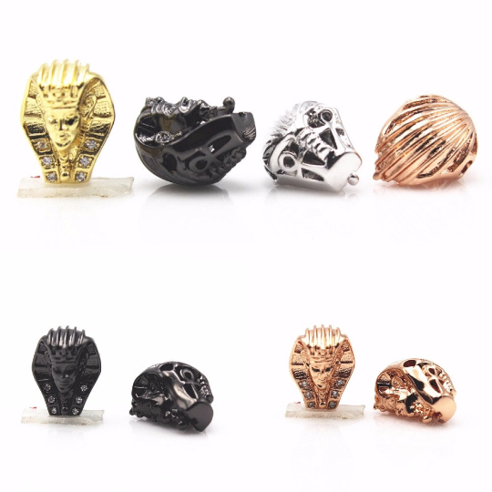 CZ Micro Pave Bead Gunmetal Egyptian Head Bead | Bellaire Wholesale