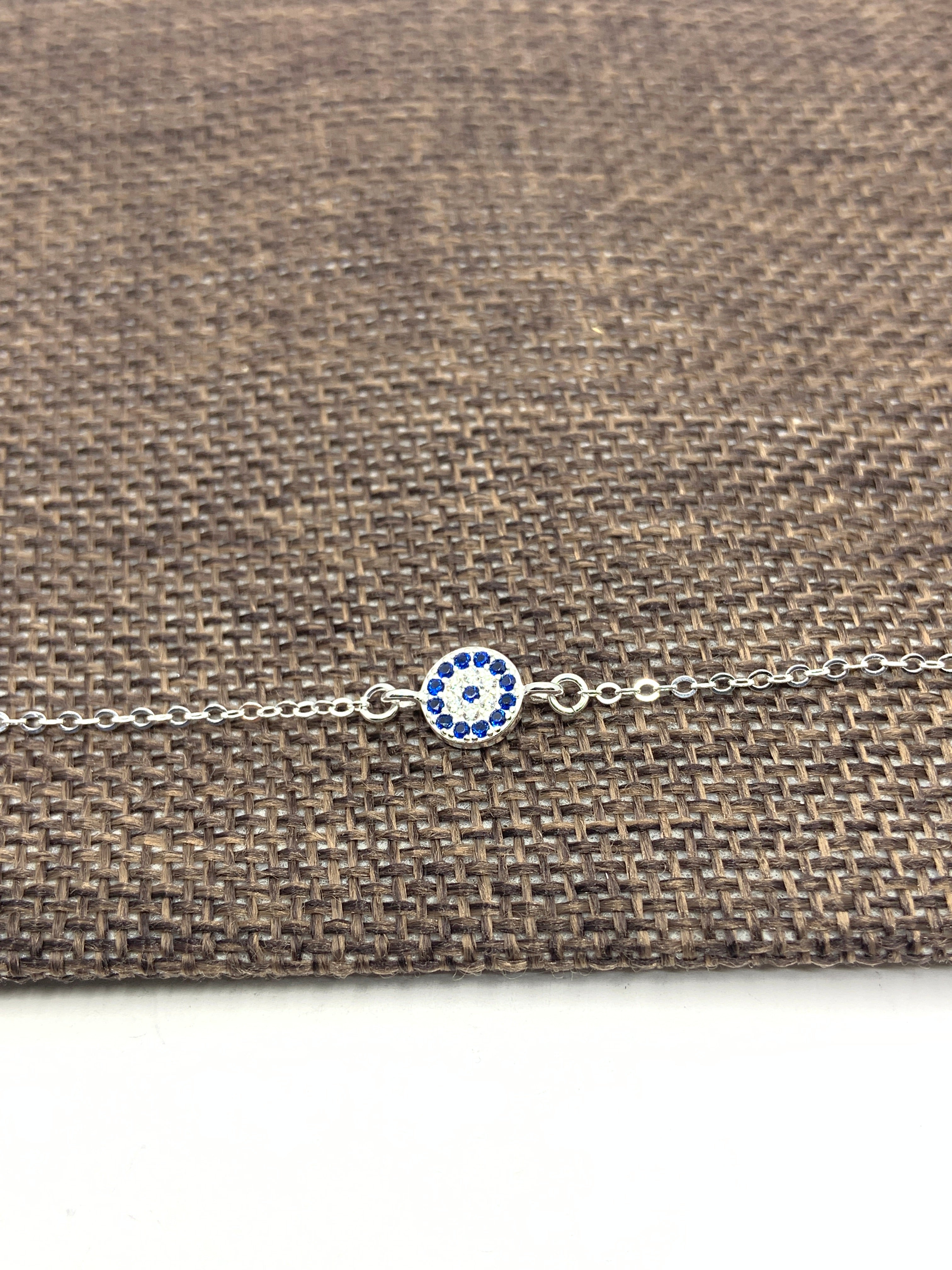 Minimalist Evil Eye Curb chain Bracelet with extension