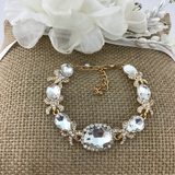 Crystal Fancy Oval Shape Gold Bridal Bracelet | Bellaire Wholesale