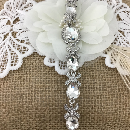 Crystal Fancy Oval Shape Silver Bridal Bracelet | Bellaire Wholesale