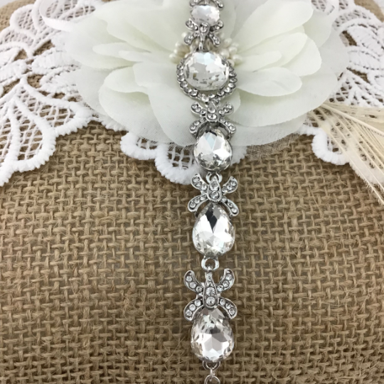 Crystal Fancy Oval Shape Silver Bridal Bracelet | Bellaire Wholesale
