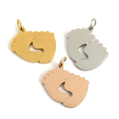Personalized Baby Feet Laser Engraved Charms | Bellaire Wholesale