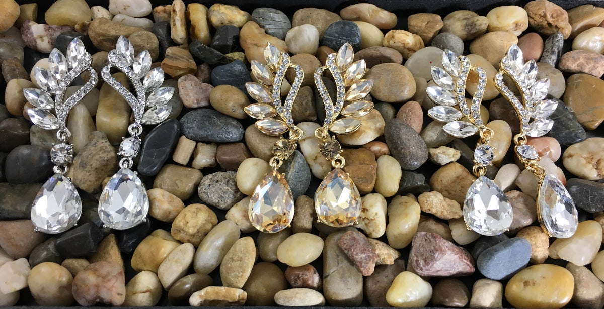 Crystal Marquise Teardrop Earrings, Silver | Bellaire Wholesale