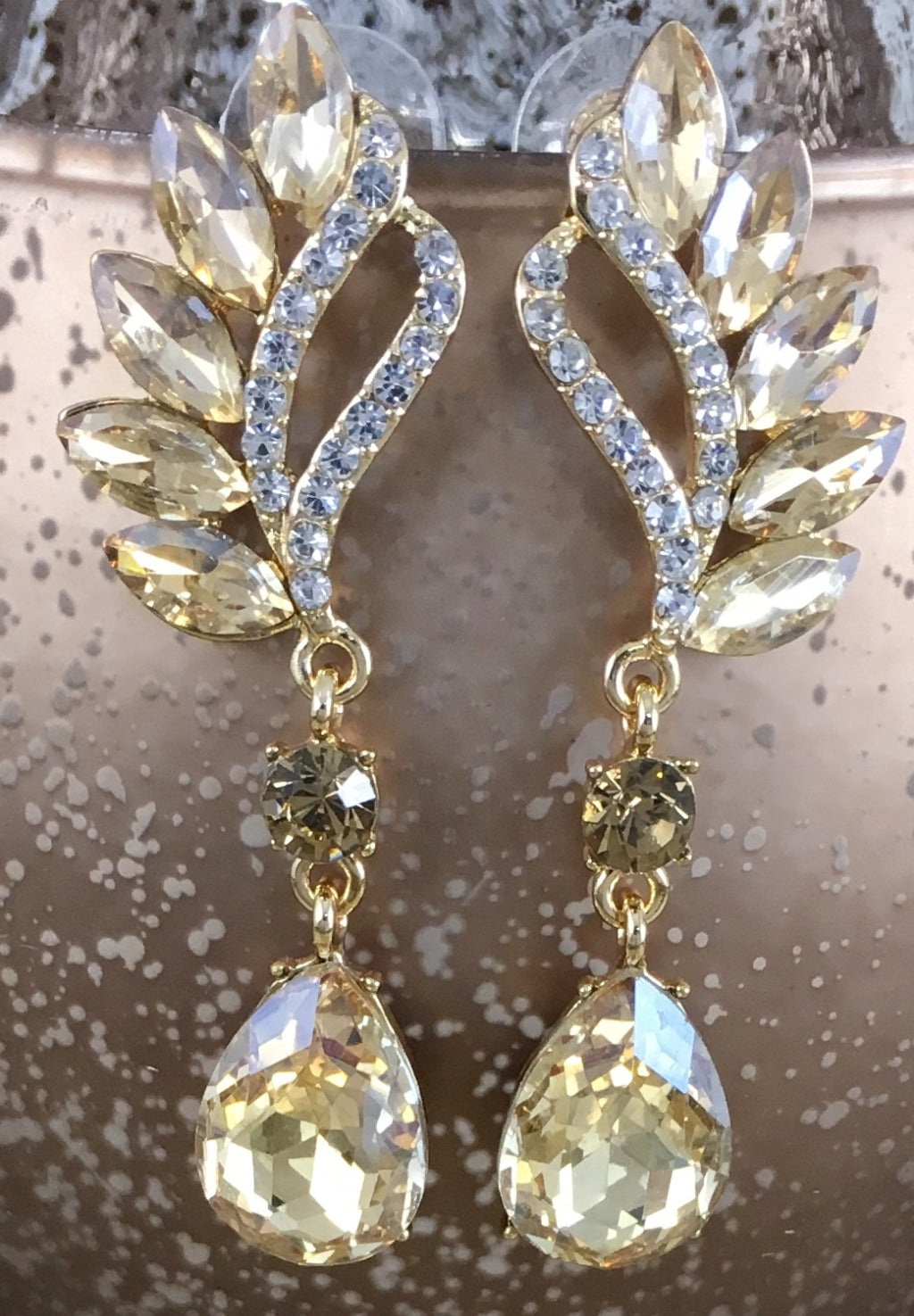 Crystal Marquise Teardrop Earrings, Champagne | Bellaire Wholesale
