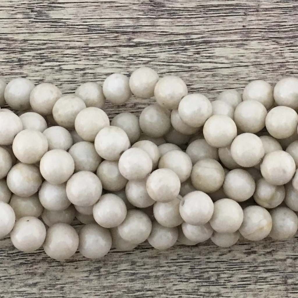 10mm Fossil Beads, Ivory Round Beads | Bellaire Wholesale