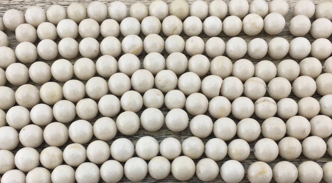 10mm Fossil Beads, Ivory Round Beads | Bellaire Wholesale