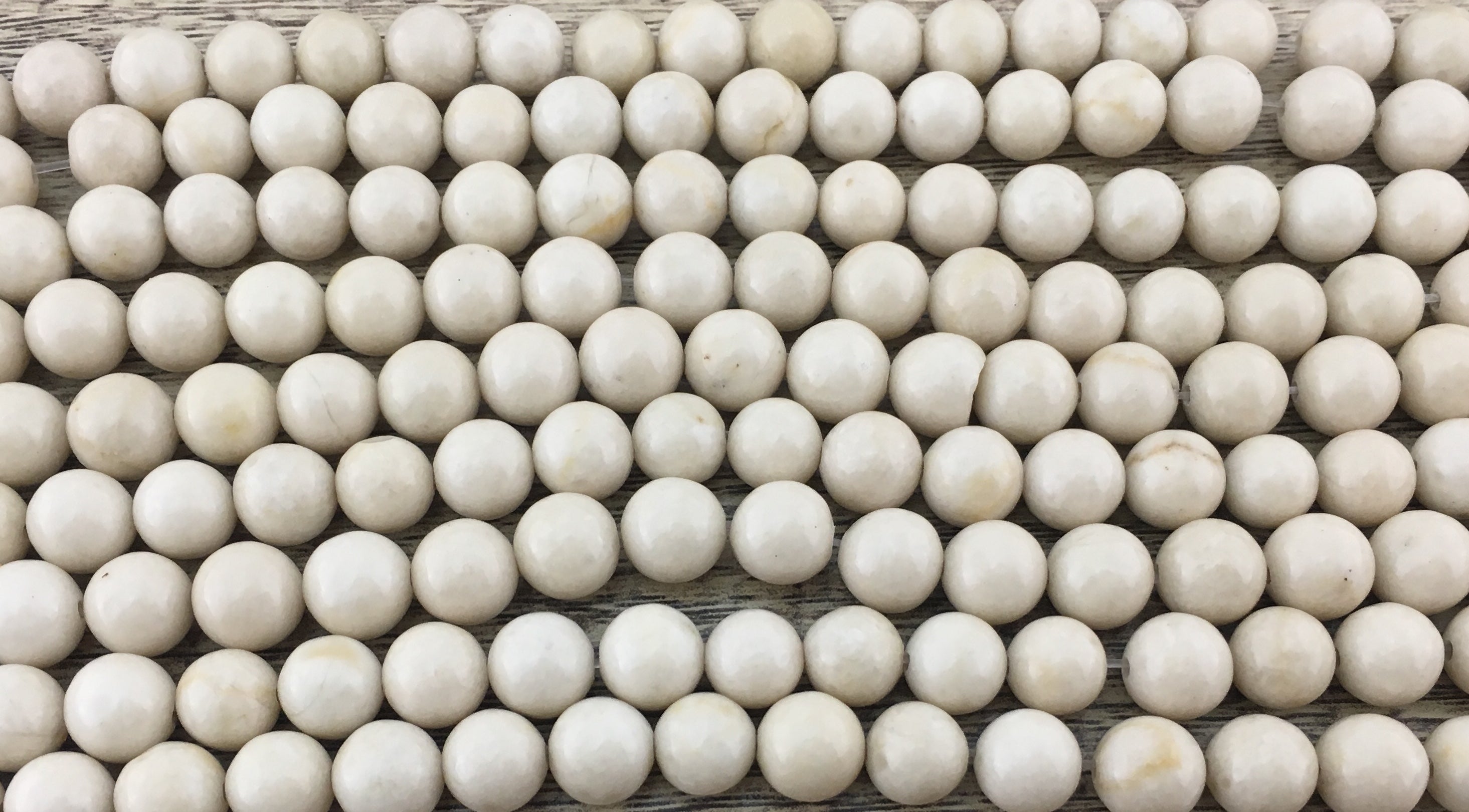 10mm Fossil Beads, Ivory Round Beads | Bellaire Wholesale