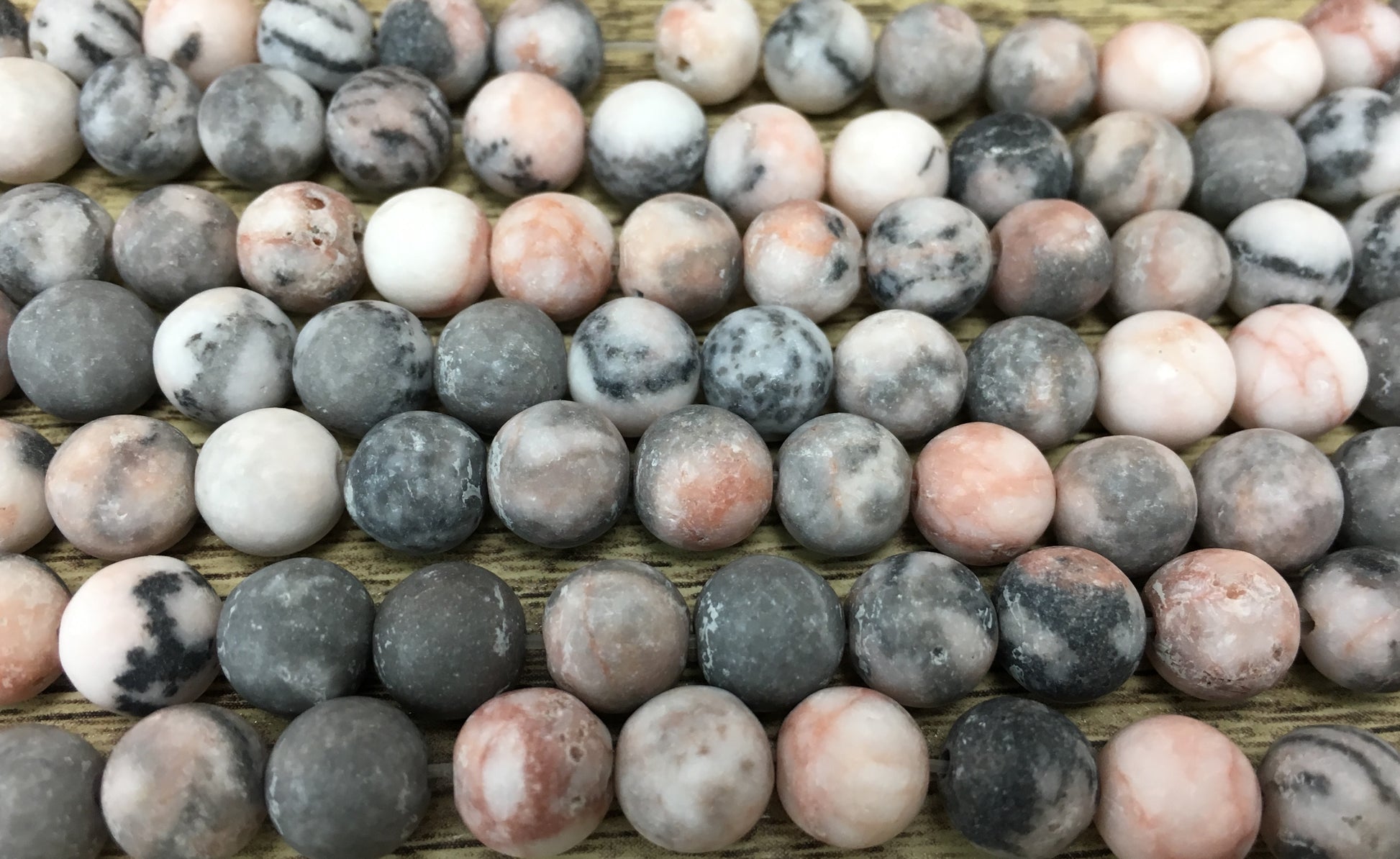 12mm Frosted Pink Zebra Jasper Bead | Bellaire Wholesale