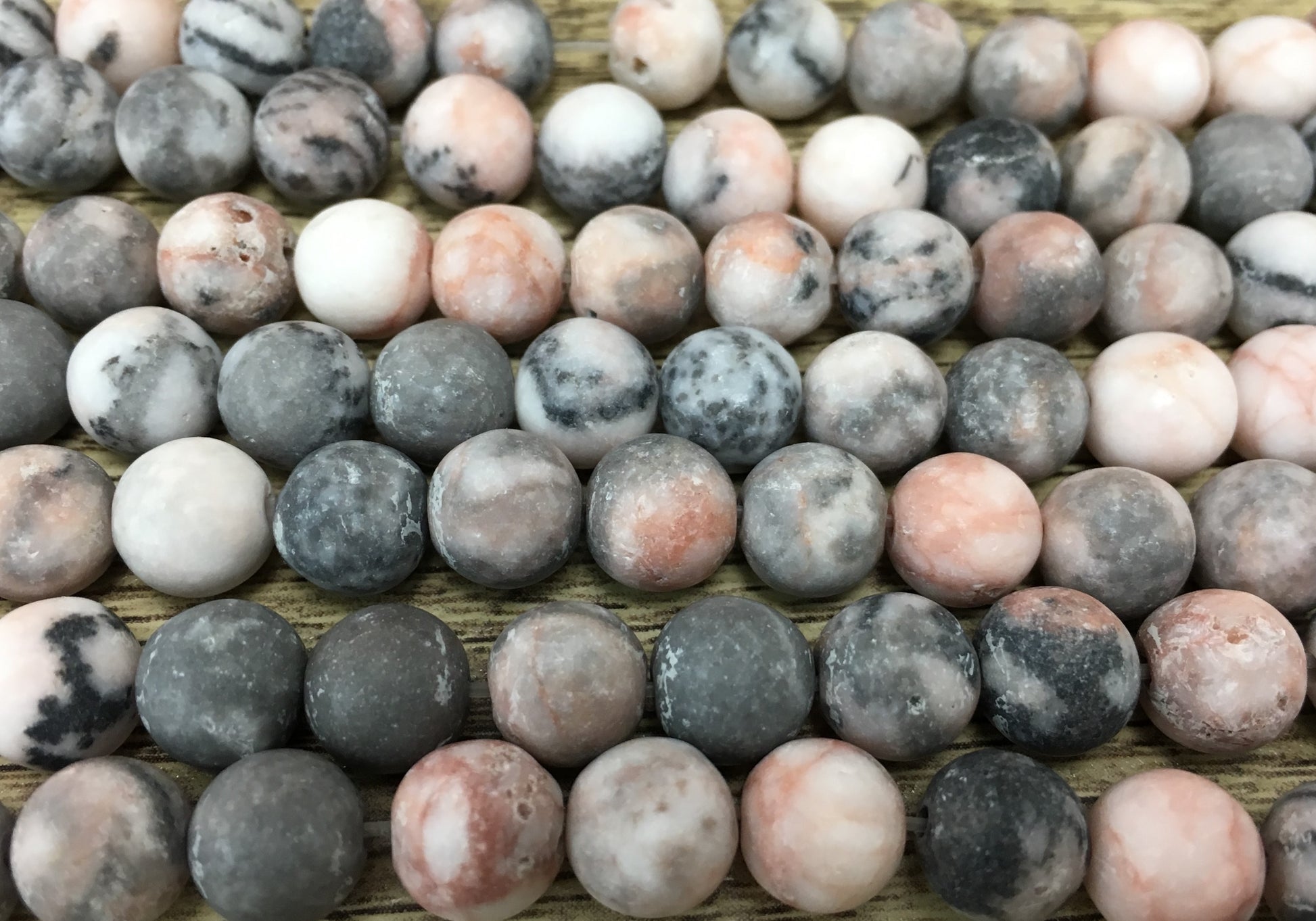 12mm Frosted Pink Zebra Jasper Bead | Bellaire Wholesale