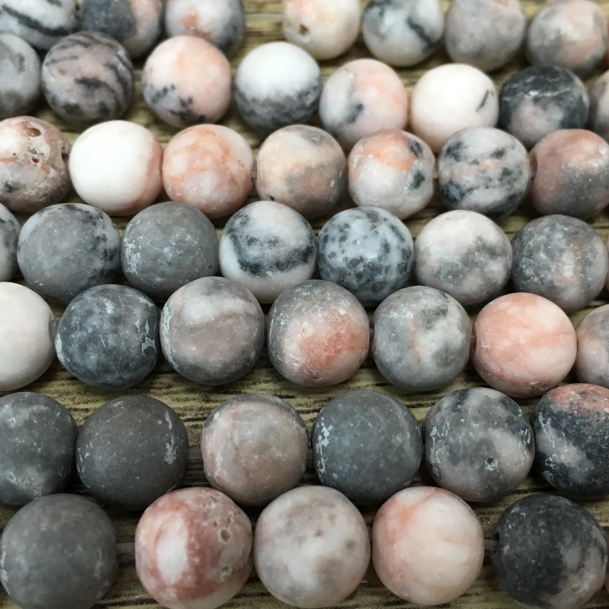 10mm Frosted Pink Zebra Jasper Bead | Bellaire Wholesale