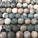12mm Frosted Pink Zebra Jasper Bead | Bellaire Wholesale