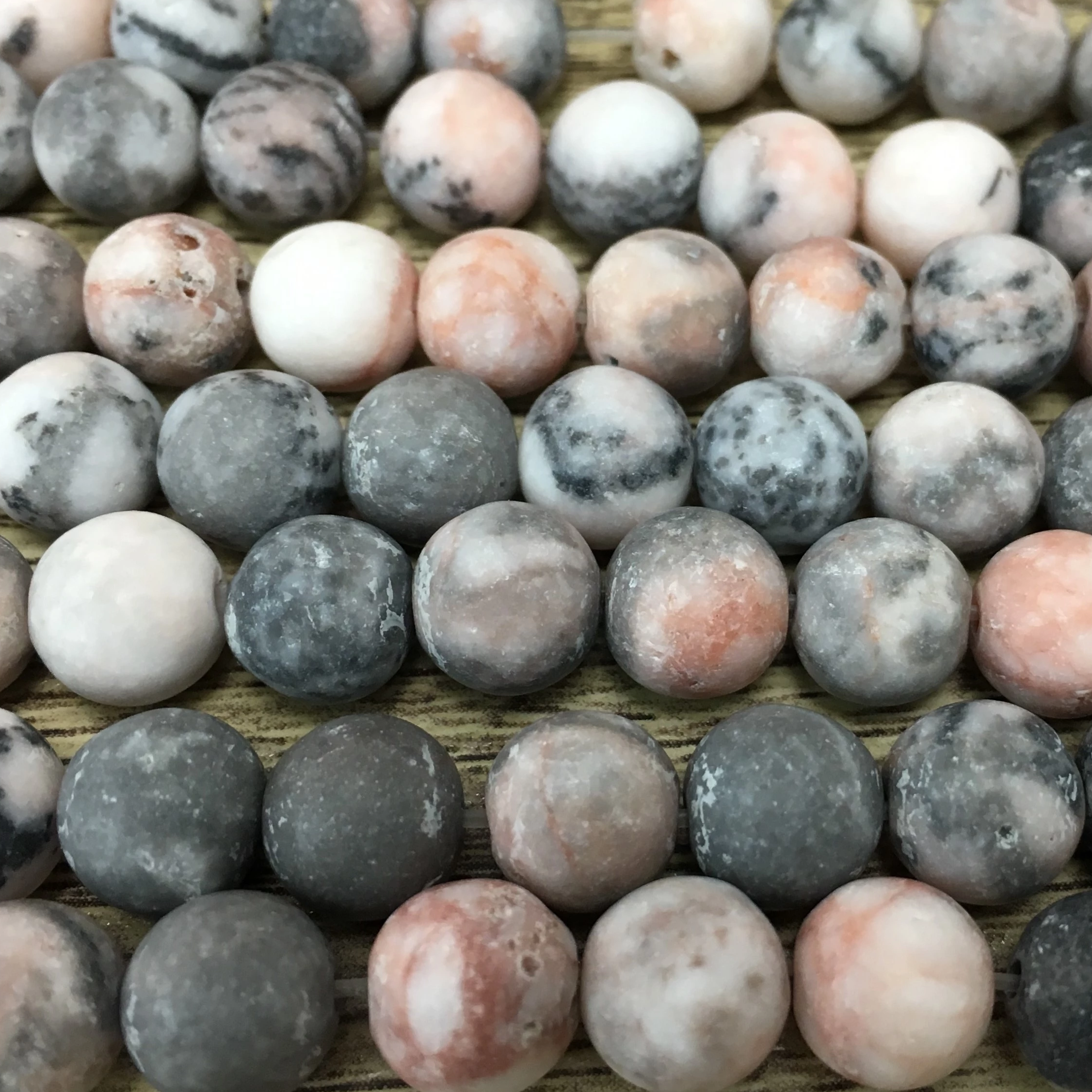 6mm Frosted Pink Zebra Jasper Bead | Bellaire Wholesale