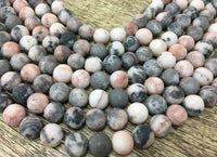 12mm Frosted Pink Zebra Jasper Bead | Bellaire Wholesale